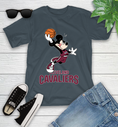 NBA Basketball Cleveland Cavaliers Cheerful Mickey Mouse Shirt Youth T-Shirt 8