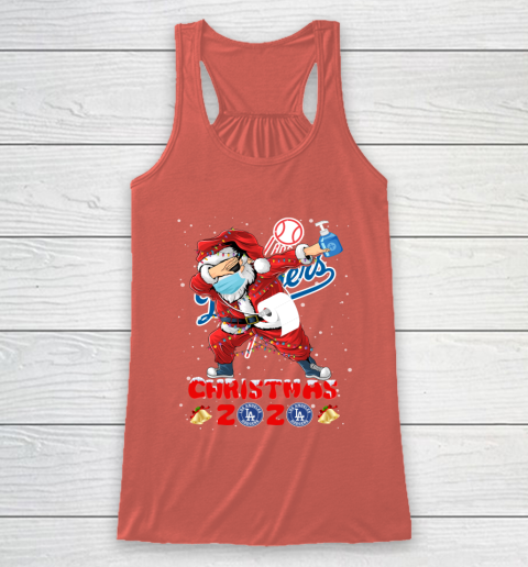 Los Angeles Dodgers Funny Santa Claus Dabbing Christmas 2020 MLB Racerback Tank 3