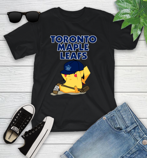 NHL Pikachu Hockey Sports Toronto Maple Leafs Youth T-Shirt 2