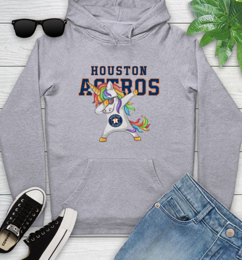 Houston Astros MLB Baseball Funny Unicorn Dabbing Sports Youth Hoodie 6