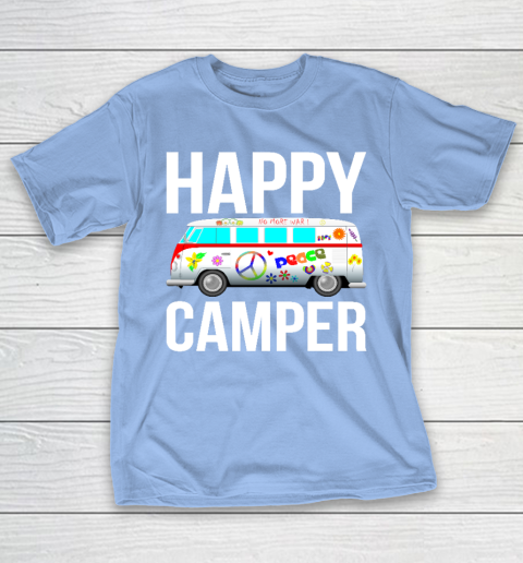 Happy Camper Camping Van Peace Sign Hippies 1970s Campers T-Shirt 20