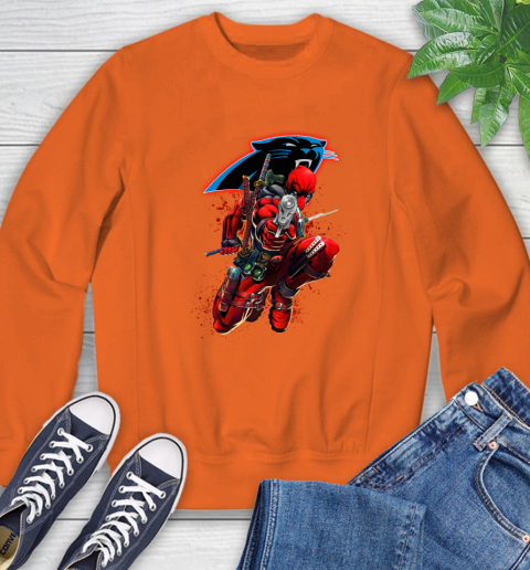 NFL Deadpool Marvel Comics Sports Football Carolina Panthers Sweatshirt 4