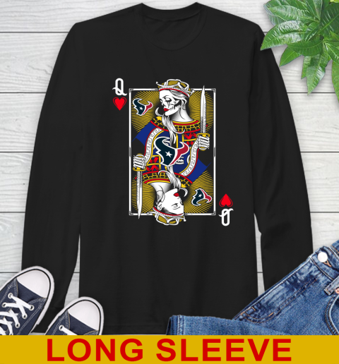 NFL Football Houston Texans The Queen Of Hearts Card Shirt Long Sleeve T-Shirt