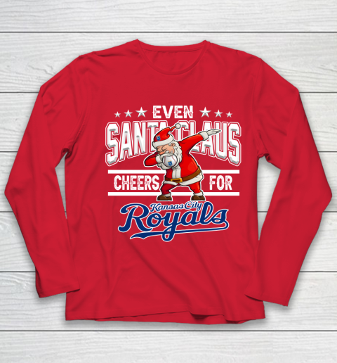 Kansas City Royals Even Santa Claus Cheers For Christmas MLB Youth Long Sleeve 8