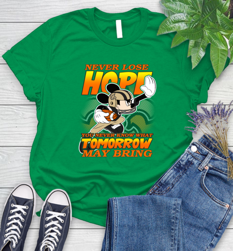 New Orleans Saints NFL Football Mickey Disney Never Lose Hope Women's T-Shirt 9