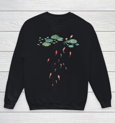 Watercolor Japanese Koi Fish Goldfish Lily Pad Lotus Leaf Youth Sweatshirt