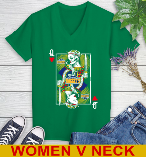 NBA Basketball Denver Nuggets The Queen Of Hearts Card Shirt Women's V-Neck T-Shirt 5
