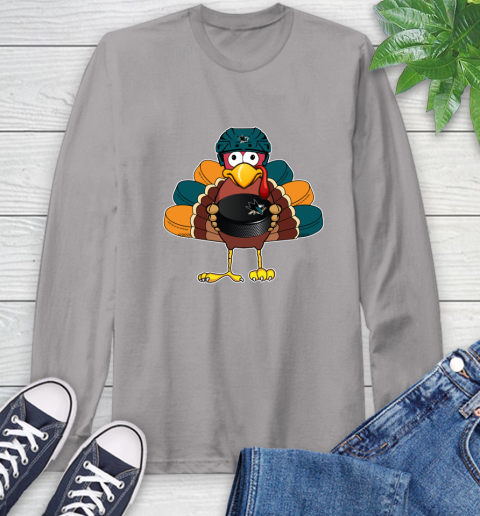San Jose Sharks Turkey Thanksgiving Day Long Sleeve T-Shirt 6