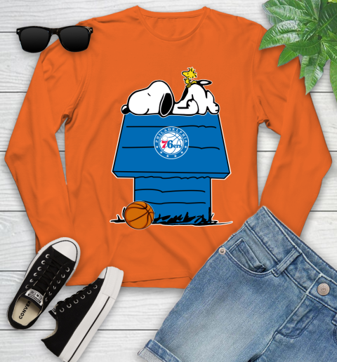 Philadelphia 76ers NBA Basketball Snoopy Woodstock The Peanuts Movie Youth Long Sleeve 4