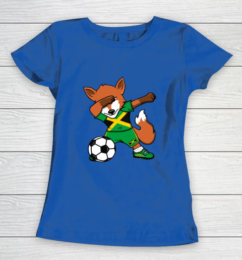 Dabbing Fox Jamaica Soccer Fans Jersey Jamaican Football Fan Women's T-Shirt 9