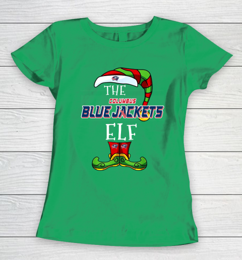 Columbus Blue Jackets Christmas ELF Funny NHL Women's T-Shirt 5