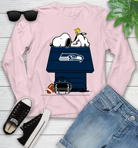 Seattle Seahawks NFL Football Snoopy Woodstock The Peanuts Movie Youth Long Sleeve 10