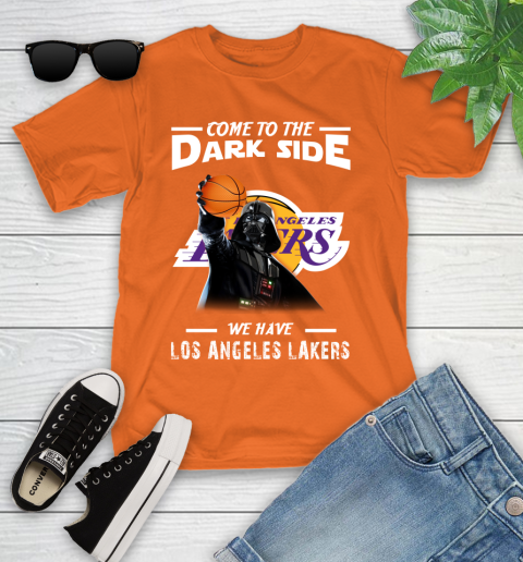 NBA Come To The Dark Side We Have Los Angeles Lakers Star Wars Darth Vader Basketball Youth T-Shirt 9