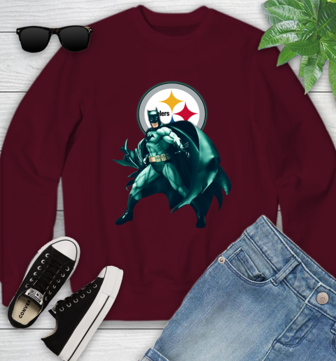 NFL Batman Football Sports Pittsburgh Steelers Youth Sweatshirt 5