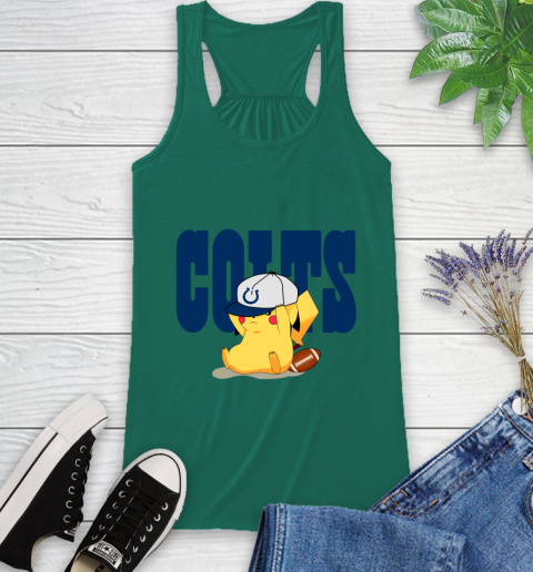 NFL Pikachu Football Sports Indianapolis Colts Racerback Tank 7