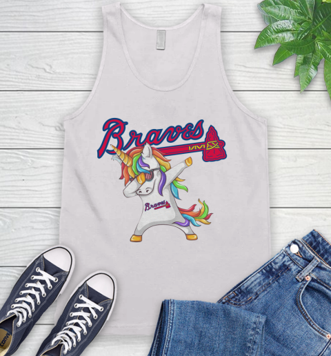 Atlanta Braves MLB Baseball Funny Unicorn Dabbing Sports Tank Top