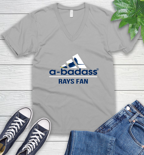 MLB A Badass Tampa Bay Rays Fan Adidas Baseball Sports V-Neck T-Shirt 3