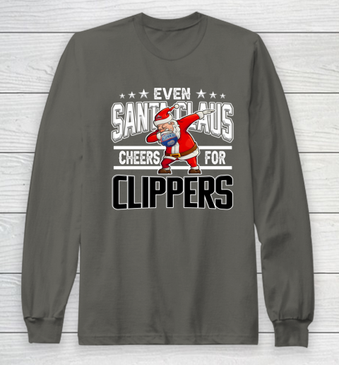 LA Clippers Even Santa Claus Cheers For Christmas NBA Long Sleeve T-Shirt 5