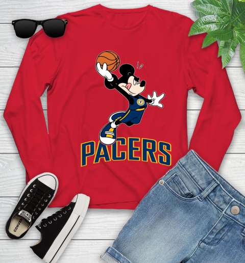 NBA Basketball Indiana Pacers Cheerful Mickey Mouse Shirt Youth Long Sleeve 11