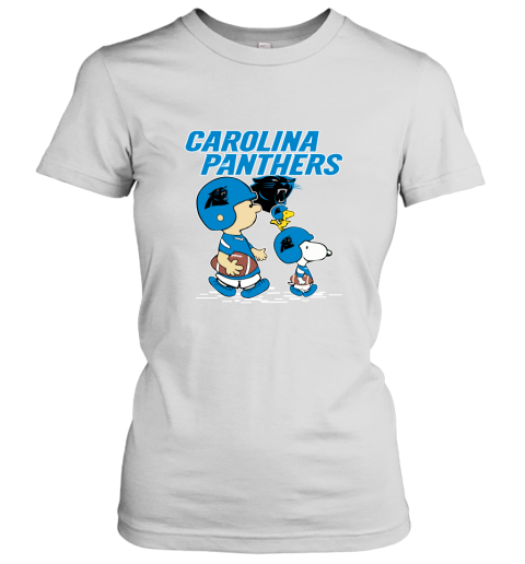 Carolia Panthers Let's Play Football Together Snoopy NFL Women's T-Shirt