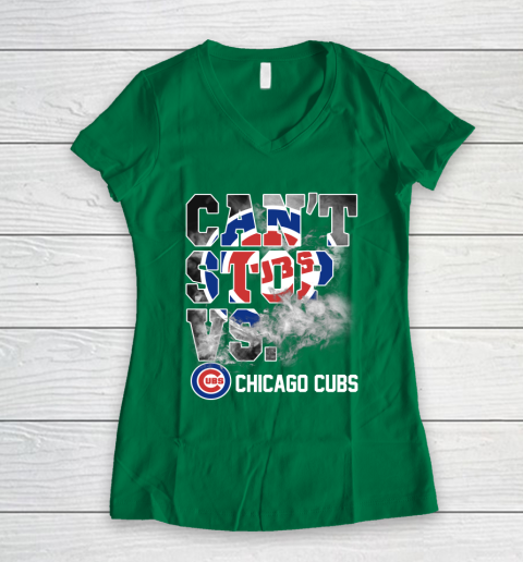MLB Chicago Cubs Baseball Can't Stop Vs Chicago Cubs Women's V-Neck T-Shirt 3