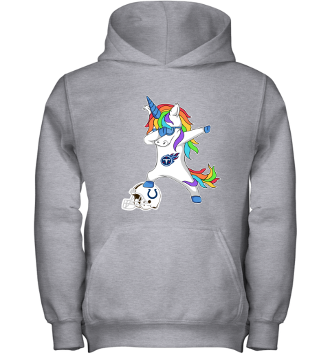 Football Dabbing Unicorn Steps On Helmet Tennessee Titans Youth Hoodie