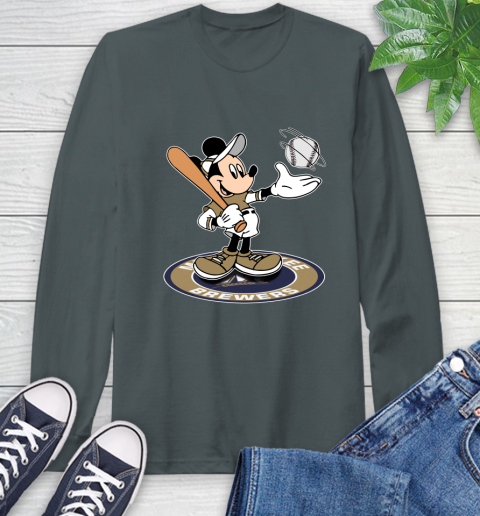 MLB Baseball Milwaukee Brewers Cheerful Mickey Disney Shirt Long Sleeve T-Shirt 7