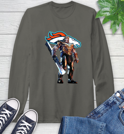 NFL Thanos Gauntlet Avengers Endgame Football Denver Broncos Long Sleeve T-Shirt 8