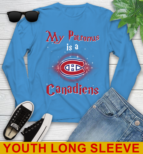 NHL Hockey Harry Potter My Patronus Is A Montreal Canadiens Youth Long Sleeve 8
