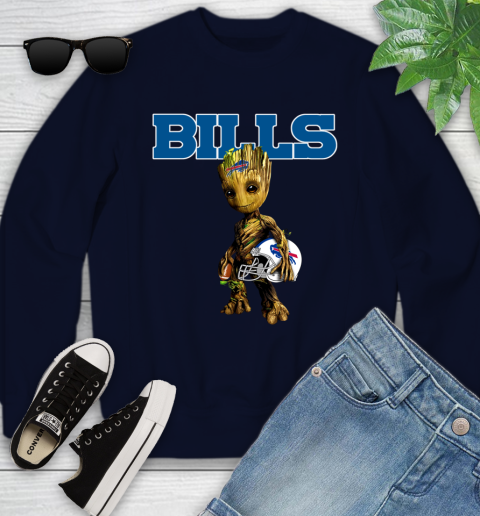 Buffalo Bills NFL Football Groot Marvel Guardians Of The Galaxy Youth Sweatshirt 3