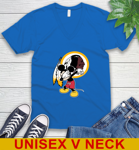 Washington Redskins NFL Football Dabbing Mickey Disney Sports V-Neck T-Shirt 6