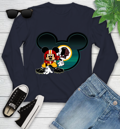NFL Washington Redskins Mickey Mouse Disney Football T Shirt Youth Long Sleeve 3