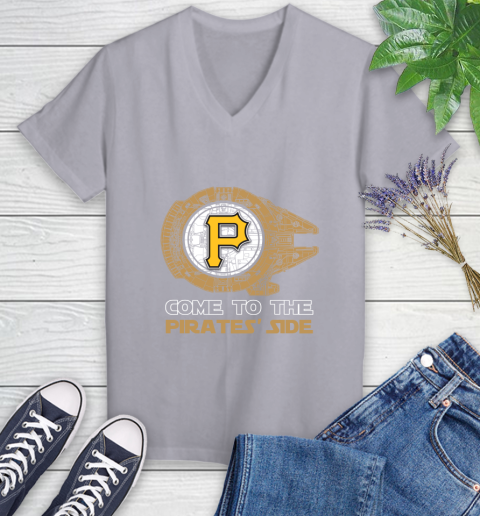 MLB Come To The Pittsburgh Pirates Side Star Wars Baseball Sports Women's V-Neck T-Shirt 4