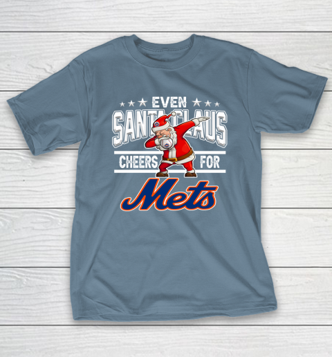 New York Mets Even Santa Claus Cheers For Christmas MLB T-Shirt 6