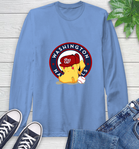 MLB Pikachu Baseball Sports Washington Nationals Long Sleeve T-Shirt 11