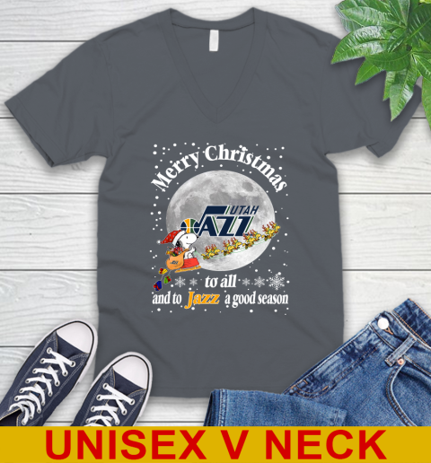 Utah Jazz Merry Christmas To All And To Jazz A Good Season NBA Basketball Sports V-Neck T-Shirt 4