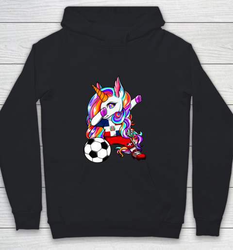 Dabbing Unicorn Dominican Republic Soccer Fans Flag Football Youth Hoodie