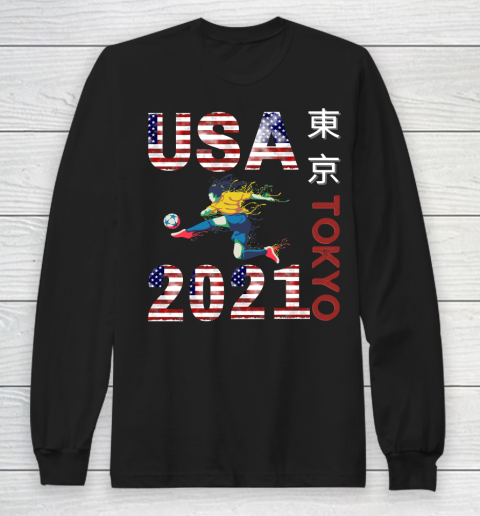Tokyo Olympics 2021 USA Team Soccer American Flag Long Sleeve T-Shirt