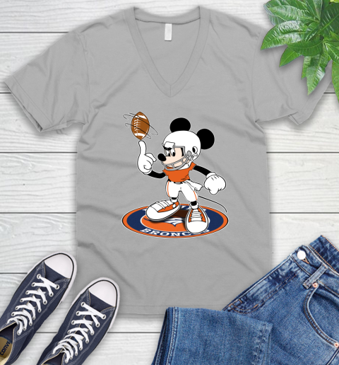 NFL Football Denver Broncos Cheerful Mickey Disney Shirt V-Neck T-Shirt 4