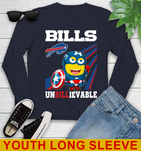 NFL Football Buffalo Bills Captain America Marvel Avengers Minion Shirt Youth Long Sleeve 2