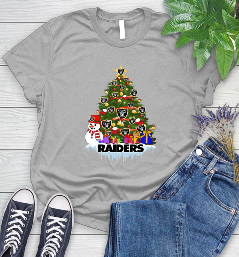 Oakland Raiders Merry Christmas NFL Football Sports Women's T-Shirt 5