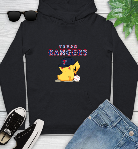 MLB Pikachu Baseball Sports Texas Rangers Youth Hoodie 2