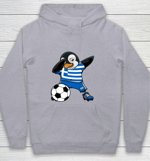 Dabbing Penguin Greece Soccer Fans Jersey Football Lovers Youth Hoodie 4