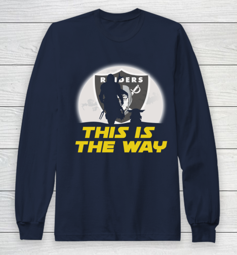Oakland Raiders NFL Football Star Wars Yoda And Mandalorian This Is The Way Long Sleeve T-Shirt 2