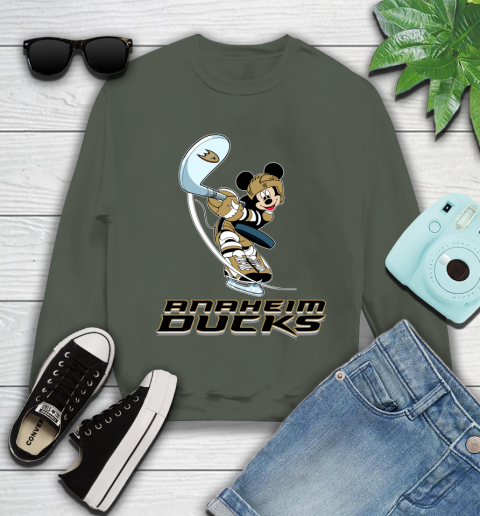 NHL Hockey Anaheim Ducks Cheerful Mickey Mouse Shirt Youth Sweatshirt - Image 10
