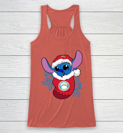 Los Angeles Chargers Christmas Stitch In The Sock Funny Disney NFL Racerback Tank 4