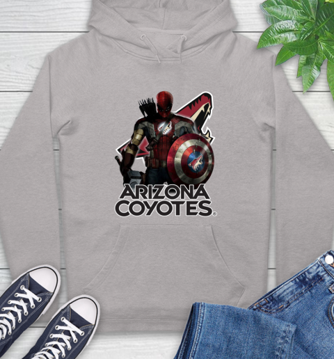 NHL Captain America Thor Spider Man Hawkeye Avengers Endgame Hockey Arizona Coyotes Hoodie 12