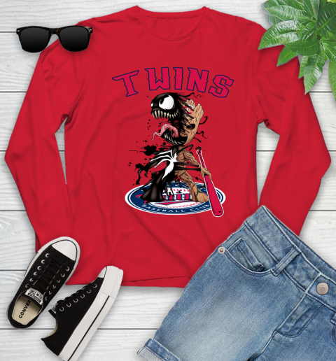 MLB Minnesota Twins Baseball Venom Groot Guardians Of The Galaxy Youth Long Sleeve 11