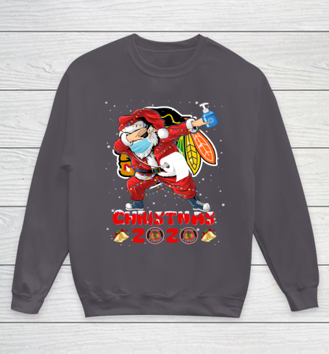 Chicago Blackhawks Funny Santa Claus Dabbing Christmas 2020 NHL Youth Sweatshirt 5
