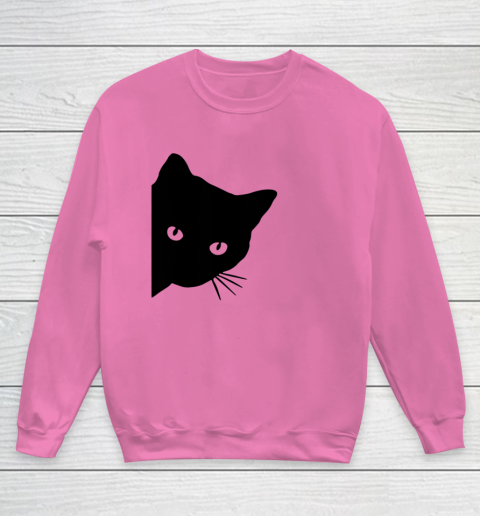 Black Cat Face Watching Funny Cat Halloween Gifts Cat Lovers T Shirt.QZSPTYUYC4 Youth Sweatshirt 3